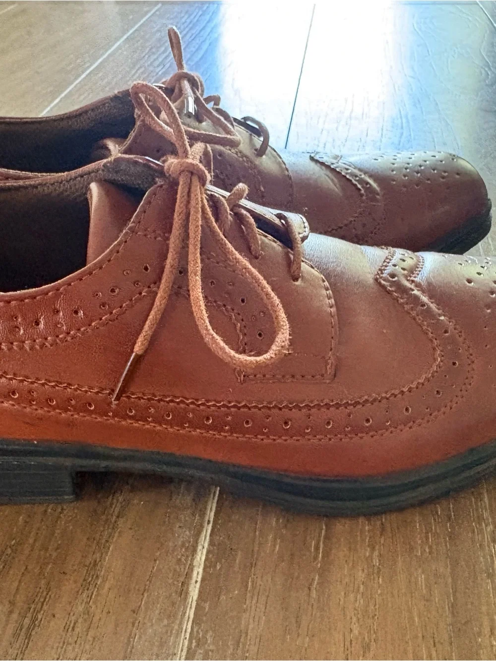 Deer Stags Brown Boys' Classic Wingtip Dress Shoes